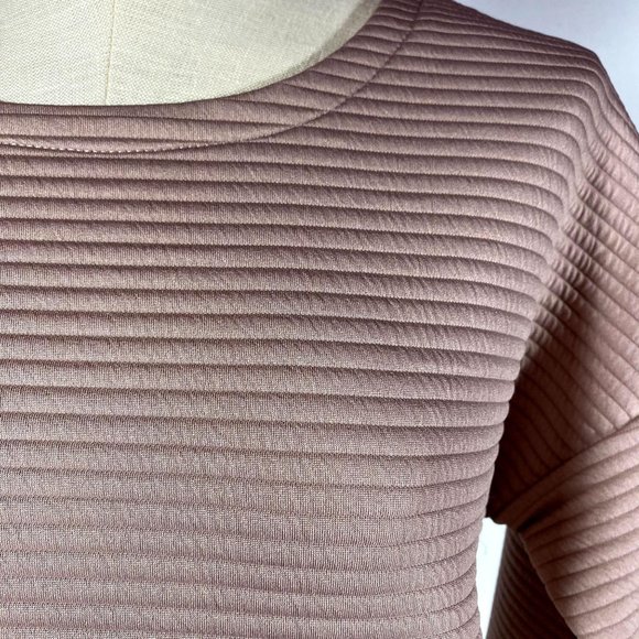 MONDETTA Dusty Pink Ribbed Sweatshirt Women's Medium Side Zip Long Sleeve Boxy - Picture 6 of 10